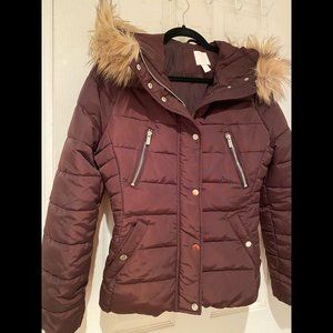 Plum Color Puffer Jacket Hour Glass Waist